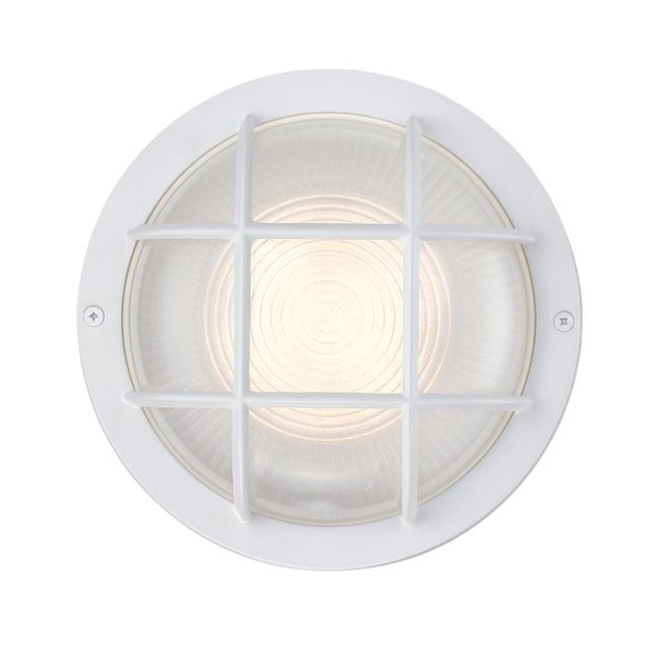 Westinghouse Fixture Wall Outdoor LED Dimmable 12W Round Sconce, Textured White White Glass 6113900